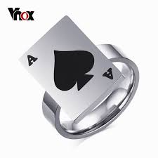 Black Ace Of Spades Poker Rings For Women Men Jewelry Punk Stainless Steel Lucky Ring With Black Ace Of Spades Poker Card Design Add Free Box Jewelry Unique Jewelry Jewelry Rings