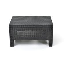 Havnyt folding outdoor side table coffee table weatherproof garden patio table metal black. Contemporary Outdoor Coffee Table In Durable Black Plastic Rattan Fastfurnishings Com