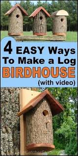 Homemade Bird Houses From A Natural Log Diy Nesting Bird Box In 2020 Homemade Bird Houses Bird Houses Bird Houses Diy
