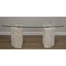 Check spelling or type a new query. Postmodern Tessellated Marble Double Pedestal Glass Top Dining Table Chairish