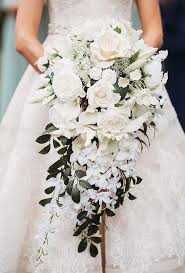 The flowers used for a wedding bouquet often depend on the bride's preferences, but most often you can expect to see a white bouquet. 48 All White Wedding Bouquets Inspiration Wedding Forward Spring Wedding Bouquets Cascading Wedding Bouquets White Wedding Bouquets