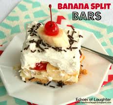 Banana Split Bars From Echoes Of Laughter Banana Dessert Banana Split Eat Dessert