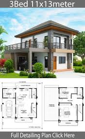 Home Design Plan 11x13m With 3 Bedrooms Home Design With Plan 2 Storey House Design Duplex House Design My House Plans