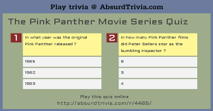 Challenge them to a trivia party! The Pink Panther Movie Series Quiz