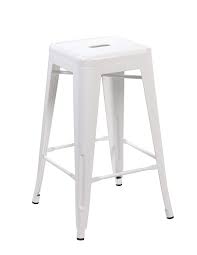 Set Of 4 Metal Backless Stackable Cafa C Chairs Matte White Bar Stools Backless Bar Stools Home Bar Furniture