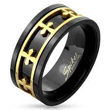 Str 0413 Stainless Steel Two Tone Center Cross Pattern Ip Ring You Can Get More Details By Clicking On The Image Anneau Homme Bague Anneau