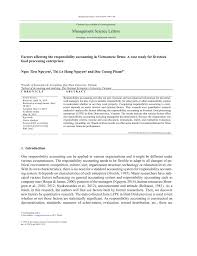 Pdf Factors Affecting The Responsibility Accounting In Vietnamese Firms A Case Study For Livestock Food Processing Enterprises
