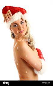 nude santa girl hide behind hands Stock Photo - Alamy
