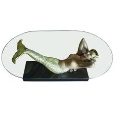 Glass top mermaid coffee table. Painted Mermaid Coffee Table 1stdibs Com Mermaid Home Decor Mermaid Decor Weird Furniture