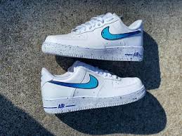 Nike Air Force 1 Custom Blue Splatter Available In Etsy In 2020 Nike Air Nike Air Force Nike