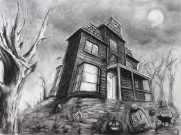 Poster or invitation placard design for halloween party drawing of the spooky graveyard scene scary trees stock illustrations Haunted House Drawing At Paintingvalley Com Explore Collection Of Haunted House Drawing