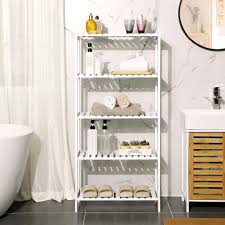 Modernes leiterregal mit 4 boden badezimmerregal standregal bucherregal regal regal leiterregal treppen. Songmics Badregal Mit 5 Ablagen 130 X 60 X 26 Kaufland De