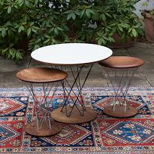 Summerall nesting coffee tables, set of 3 end side tables modern furniture decor table sets, sturdy and easy assembly, accent furniture in home office (set of 3) by. Isamu Noguchi Cyclone Table Rocking Stool Set For Knoll International Expo 1958 Schlicht Designmobel