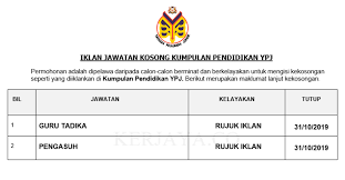Jawatan kosong guru tadika 2020. Jawatan Kosong Terkini Guru Tadika Pengasuh Yayasan Pelajaran Johor Kerja Kosong Kerajaan Swasta