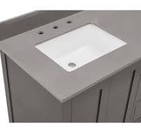 Altair Madrid 61" x 22" Concrete Grey Composite Stone Bathroom Vanity Top  With White SInk