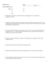 Using the ideal gas law: Sg Unit 5 Gases