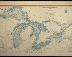 Great Lakes Map Nautical Map Nautical Chart Map Art