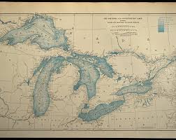 great lakes map nautical map nautical chart map art