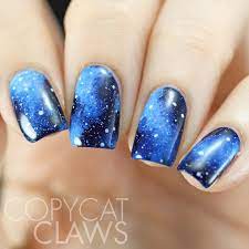 blue galaxy nail tutorial in description galaxy nail art galaxy nails short acrylic nails