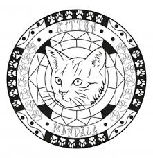 Cat coloring pages for adults doodle Cat Mandala 100 Mandalas Zen Anti Stress