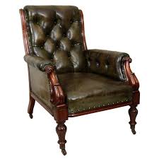 Wm Iv Green Leather Gentleman S Library Chair England C 1840 Armchair Vintage Library Chair Reupholster Chair