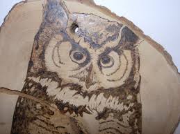 Vintage Owl Wall Plaque Decor STUDIO ART DREW MADDEN WOOD BURNING 10"  SIGNED