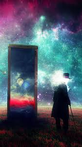 Select save image, when prompt rises.; Man Mirror Space Art Surrealism Wallpaper Cool Backgrounds