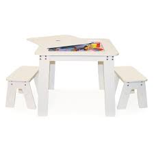 pkolino white chalk table and 2 bench set www hayneedle com table a dessin table de jeux enfant table et chaise enfant