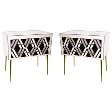 1980s Italian Pair Of Modern Ivory Black And Light Purple Side Tables Or Chests From A Unique Collection Of Antique And Modern Side Tabl Grey Chests Grey Side Table Table
