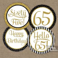 Black And Gold Topper Printable 65th Birthday Cupcake Toppers Black Gold 50th Birthday Cupcakes 60th Birthday Cupcakes Glitter Birthday