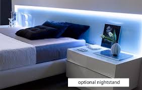 J M Valencia Platform Bed Led Lights White Glass Headboard 1793212 Modern Bedroom Furniture Camas Modernas Dormitorios Camas