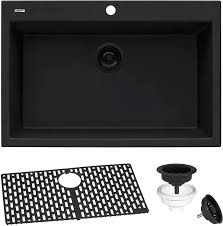 The 9 in internal bowl depth makes it easy to stack dishes or clean large pots and pans. Buy Ruvati 30 X 20 Inch Drop In Topmount Granite Composite Single Bowl Kitchen Sink Midnight Black Rvg1030bk Online In Indonesia B07n98fssp