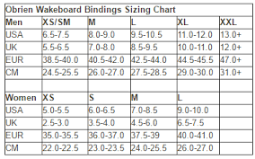 binding sizing chart