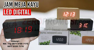 Souvenir Jam Meja Kayu Led Digital Jam Meja Promosi Wood Clock Di 2020 Meja Kayu Pulpen