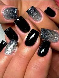 Acrylic Black And Gray Nails 38 Elegant Black Nail Art Designs That You Ll Love In 2020 Black Acrylic Nails Black Nail Art Sparkly Nails