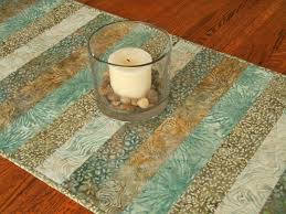 Quilted Batik Table Runner In Aqua Taupe Gold Coastal Home Etsy Batik Table Runners Quilted Table Runners Table Runners