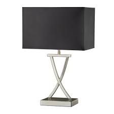 Club Table Lamp Satin Silver Black Rectangle Shade Moonlight Design Opens in a new tab.