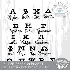 The first greek letter of each greek word that makes up the motto of a particular fraternity or sorority; Greek Alphabet Greek Lettering Greek Symbols Sorority Letters Clip Art Vector Art Cut Files Digital Download