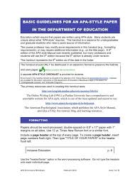 These guidelines will cover how to set up a student paper in apa format. Apa Style Quick Reference For Education Elmhurst College