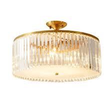 Blubs not included the sea gull lighting stirling two light flush mount fixture in brushed nickel supplies ample lighting for your daily needs, while adding. Mid Century Modern Round Crystal Semi Flush Mount In Gold With Crystal Strips Ceiling Lights