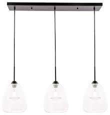 Black Finish And Clear Glass 3 Light Pendant Transitional Pendant Lighting By Elegant Furniture Lighting
