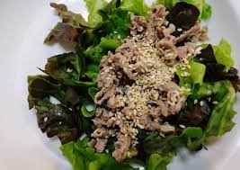 Lay steak in a shallow dish, and pour 6 tablespoons of the dressing put salad on 4 plates. Beef Sliced Salad With Sesame Oil Dressing Recipe By Cindy C R Cookpad