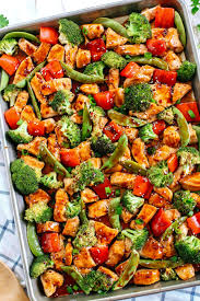 Among these 6 healthy baked chicken recipes you will find even healthy kfc fried chicken and chicken strips. Sheet Pan Sesame Chicken And Veggies Eat Yourself Skinny