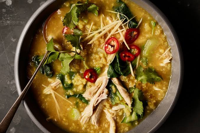 Chicken and Rice Soup With Ginger and Turmeric
