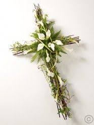We deliver flowers to all of leeds for every special occasion. Calla Lily Cross Funeral Flowers Funeral Flowers Funeral Sprays Church Flower Arrangements