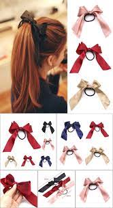 Women Rubber Bands Tiara Satin Ribbon Hair Bow Elastic Hair Band Rope Scrunchies Ponytail Holder Gum Girls Hair Accessories Ribbon Hair Bows Elastic Hair Bands