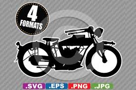 Download Antique Vintage Motorcycle Silhouette Graphic By Idrawsilhouettes Creative Fabrica PSD Mockup Templates