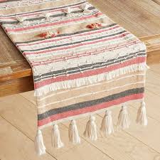 Textured Woven Striped 108 Table Runner With Tassels Striped Table Runner Striped Table Table Runners