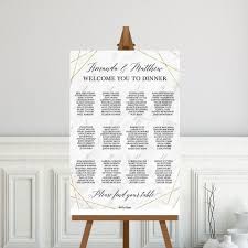 Marble And Gold Geometric Wedding Seating Chart Sign