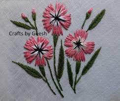 Hand Embroidery Carnation Flowers Hand Embroidery Patterns Flowers Flower Embroidery Designs Hand Embroidery Designs
